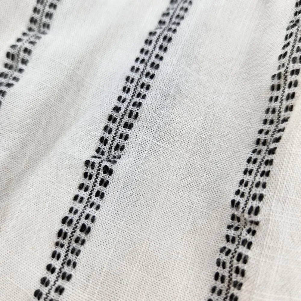 🔹️Mine Ivory & Black Striped Decorative Button Back 3/4 Sleeve Top Small